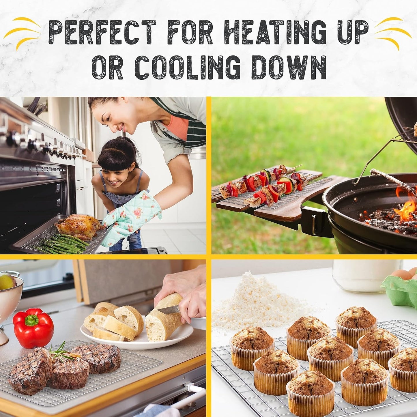 Cooling Rack Set – 2-Piece 11.75" x 17" Stainless Steel, Oven Safe for Baking & Cooking