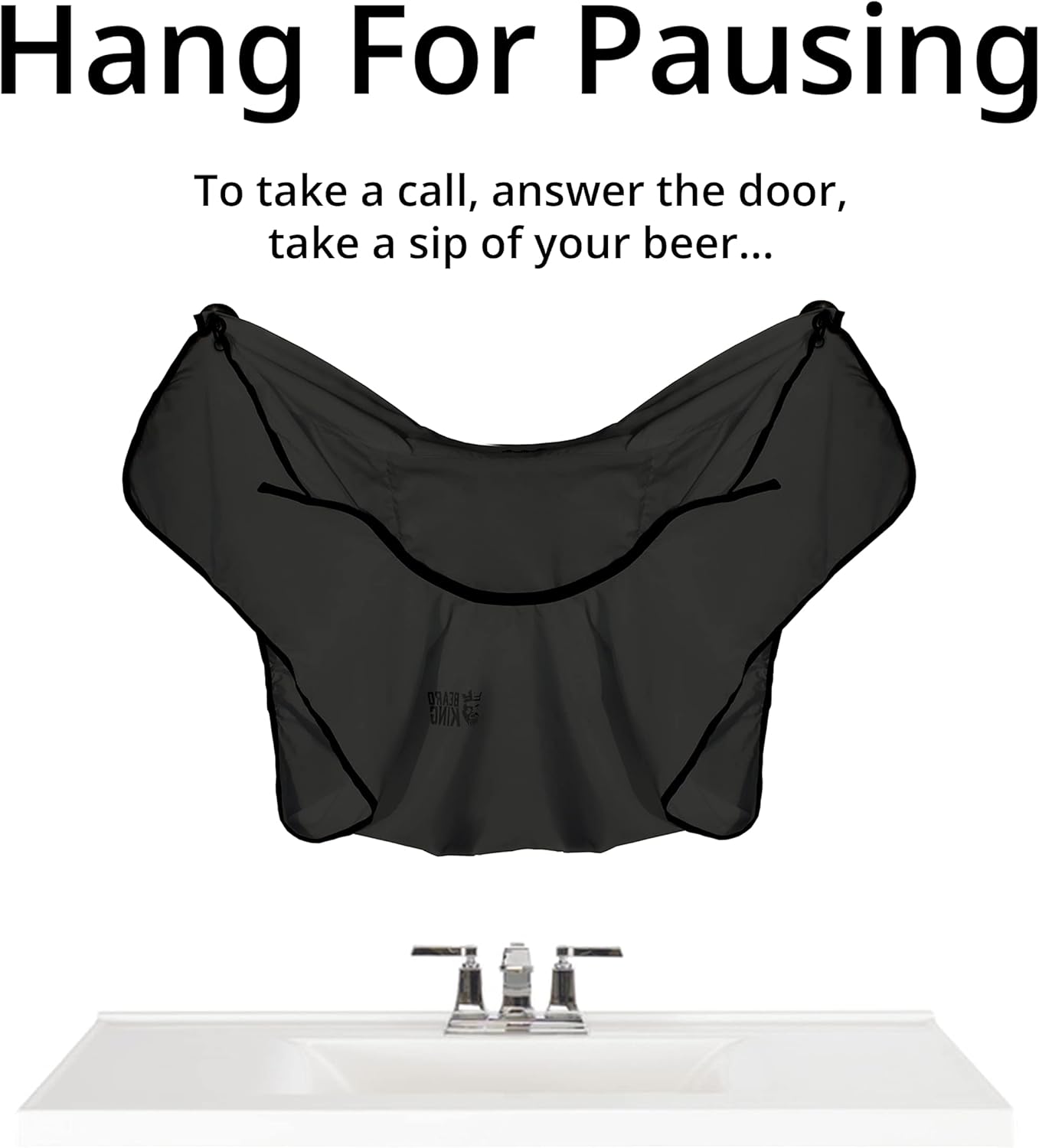 BEARD KING Beard Bib – Anti-Static Shaving Apron for Men, Secure Facial Hair Catcher Black