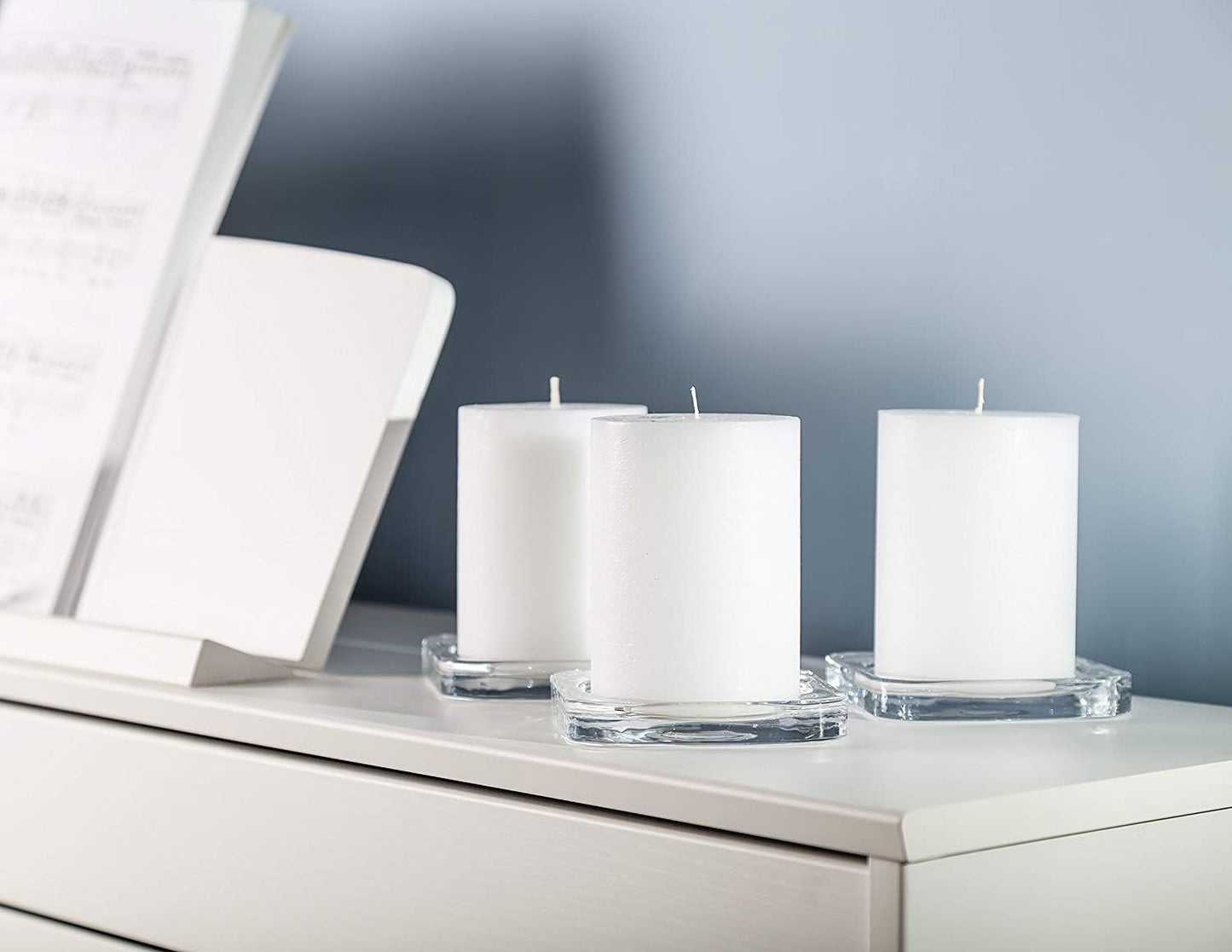 Unscented Candles for Home,Melt Candle Pillar Candles 3 Pack - , Church, Weddings, & More - 3" x 4", White