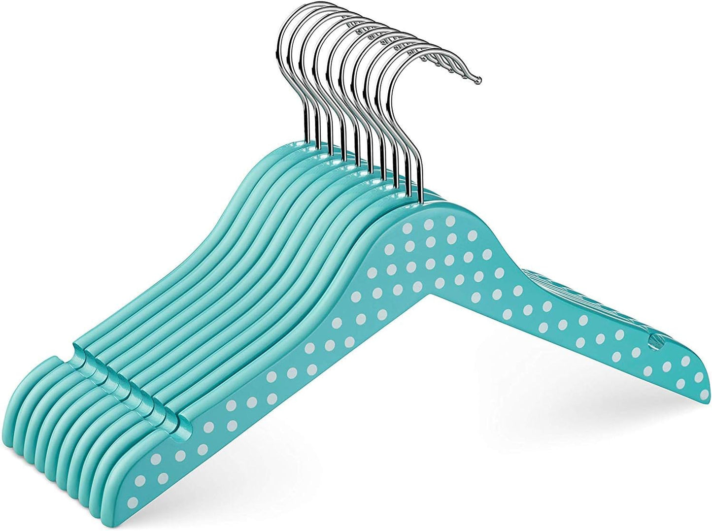 ZOBER Children's Wooden Hangers - 10 Pack, Cute Design with Notches & 360° Hook for Nursery & Toddlers