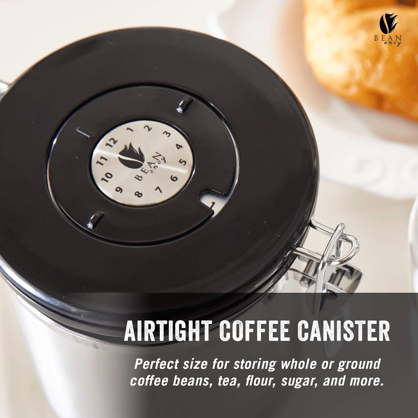 Bean Envy Coffee Canister – 22.5oz Storage Container with Stainless Steel Scoop