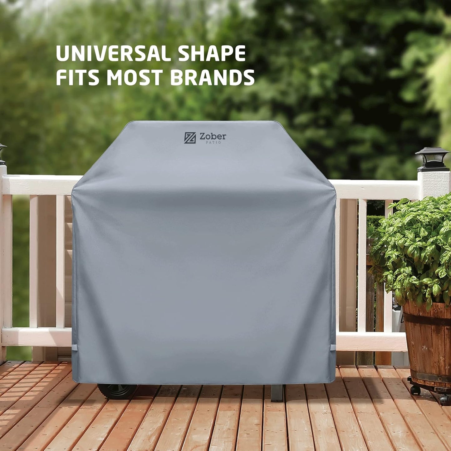 Zober BBQ Grill Cover - 64" Waterproof, Fits Weber & Charbroil (Gray)