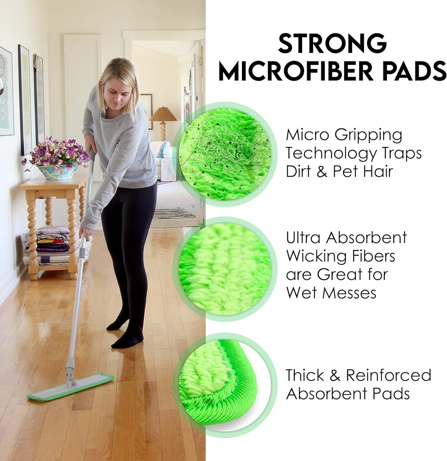 Turbo Microfiber Mop Floor Cleaning System - 18-inch Mop with 4 Reusable Pads, Extendable Handle