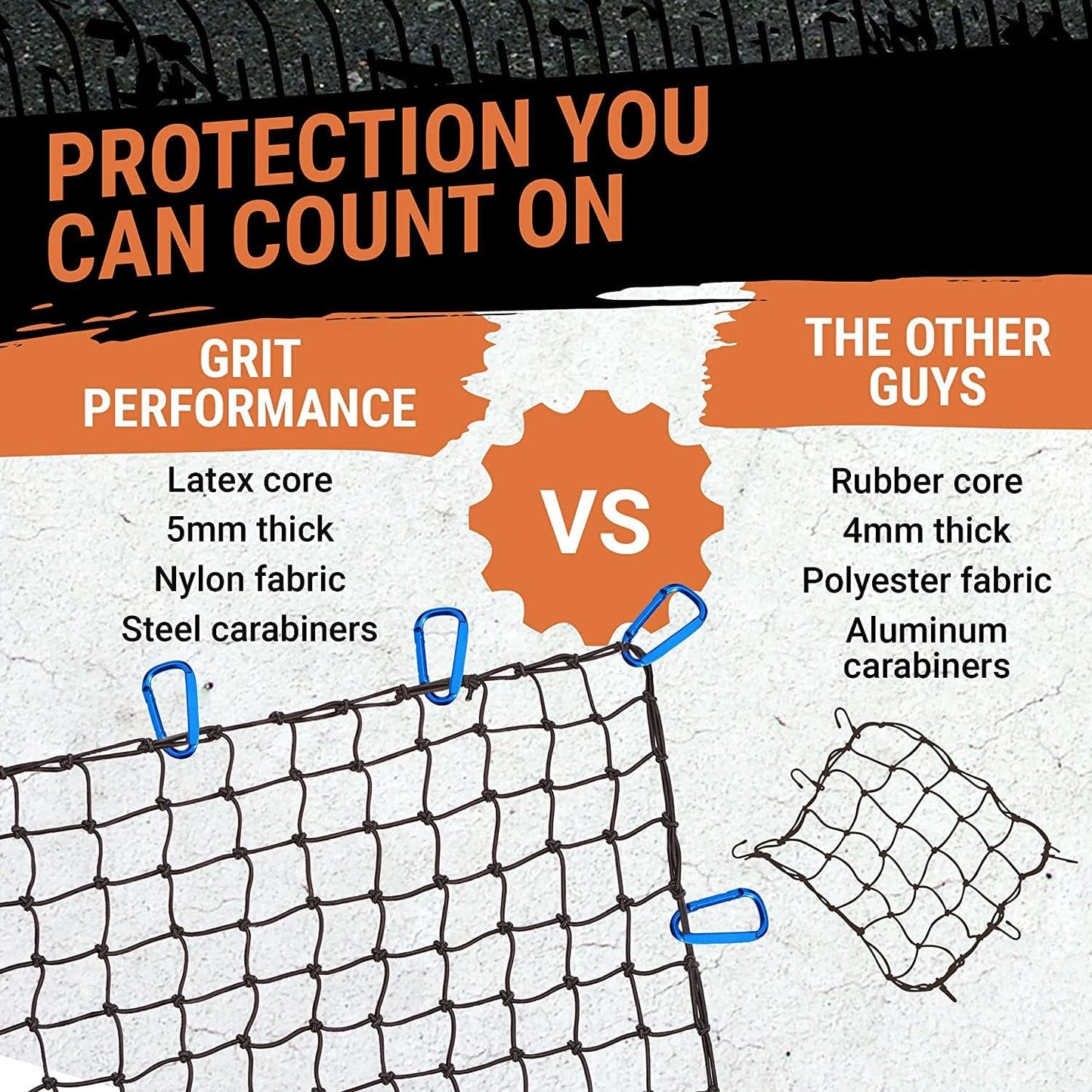 Heavy-Duty Cargo Net for Pickup Truck Bed – 4x6 ft Mesh with 12 Black Clips & Storage Bag