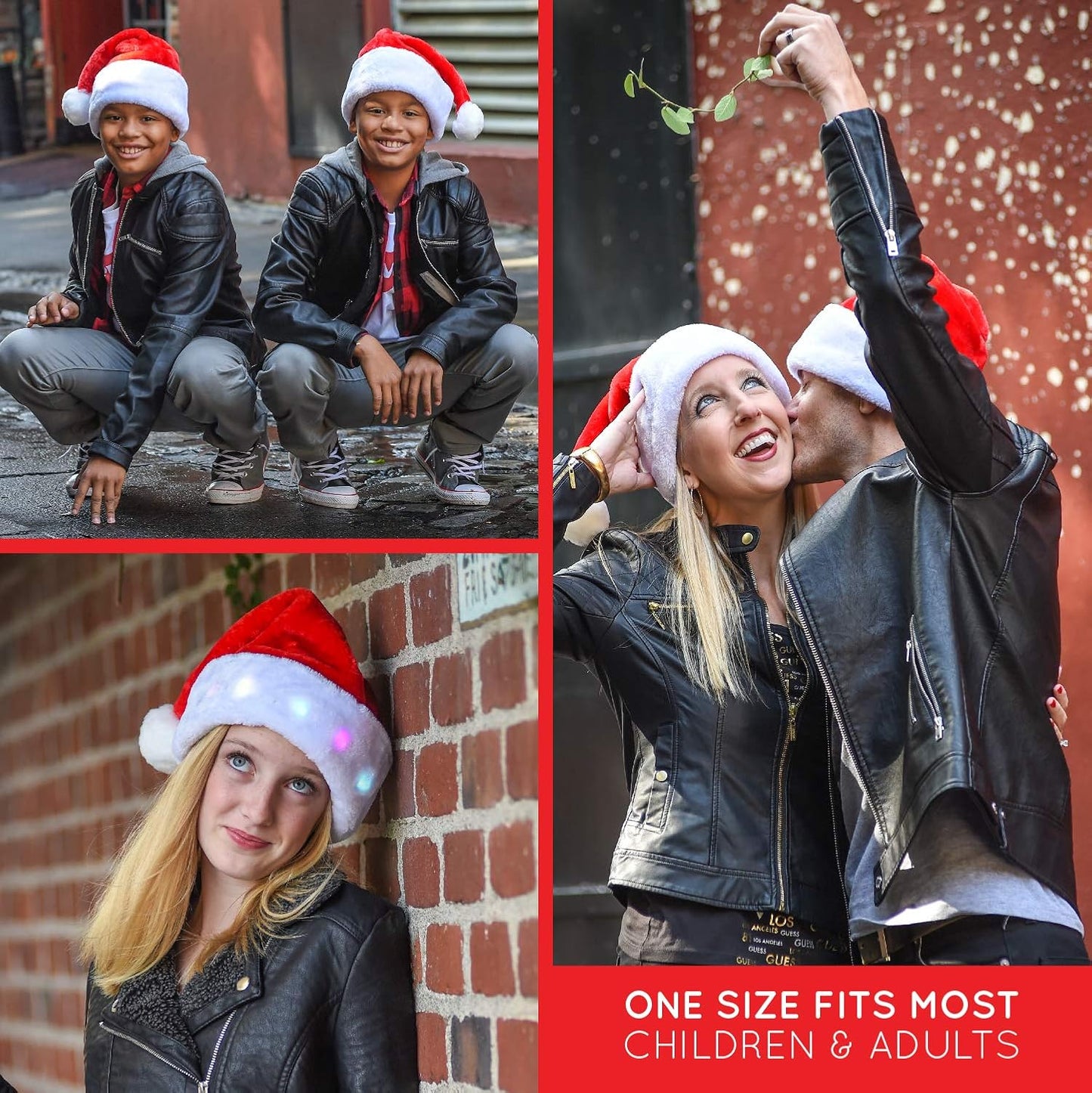 Adults and Kids Novelty Santa Hat with Color-Changing LED