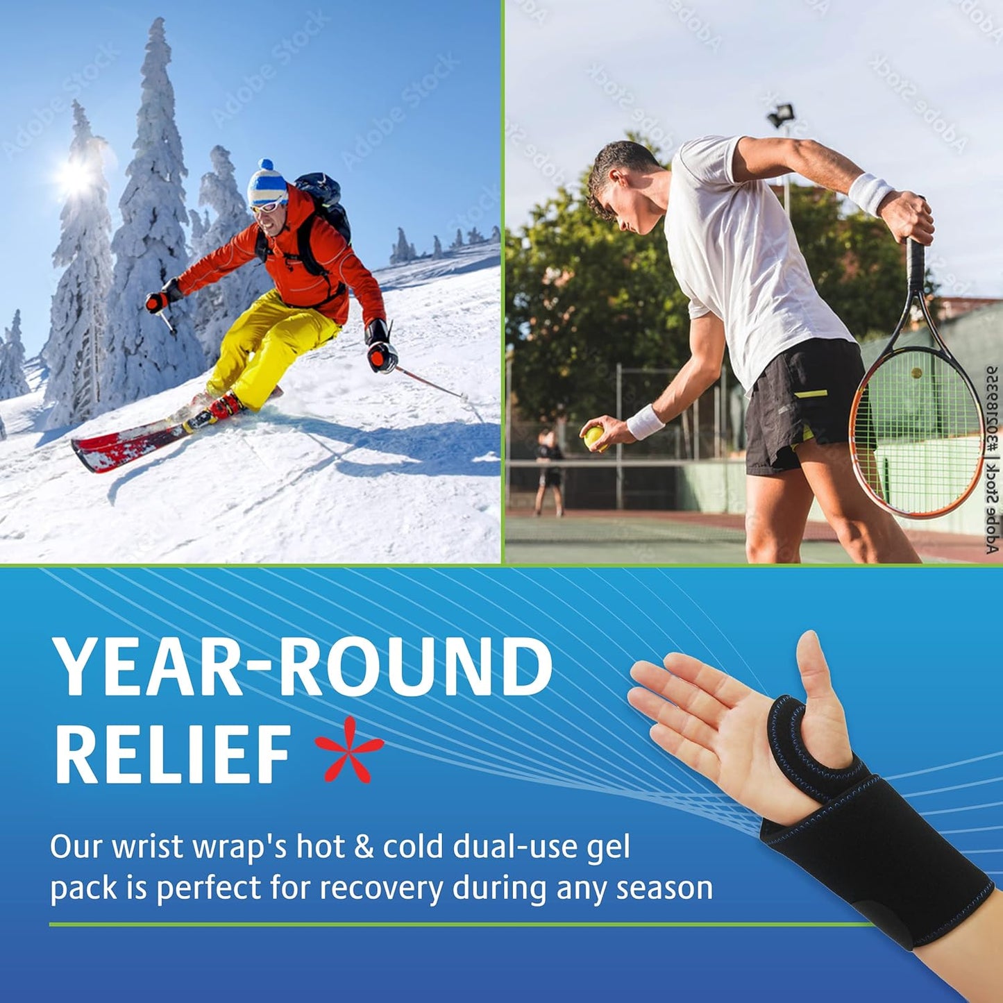 Wrist Ice Pack Wrap - Reusable Hand Gel Compression for Pain Relief, Arthritis, Swelling, Carpal Tunnel, Surgery