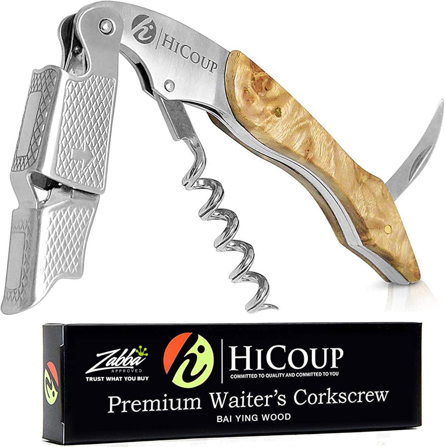 HiCoup Wine Opener – Professional Corkscrew with Foil Cutter & Cap Remover, Classic Rosewood