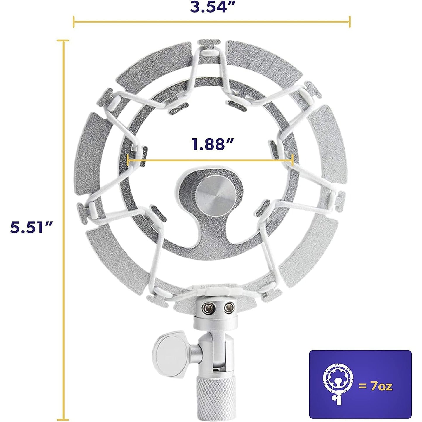 Silver PRO Microphone Shock Mount – Shockmount Compatible w/Blue Yeti, Yeti Pro, & Snowball Mic