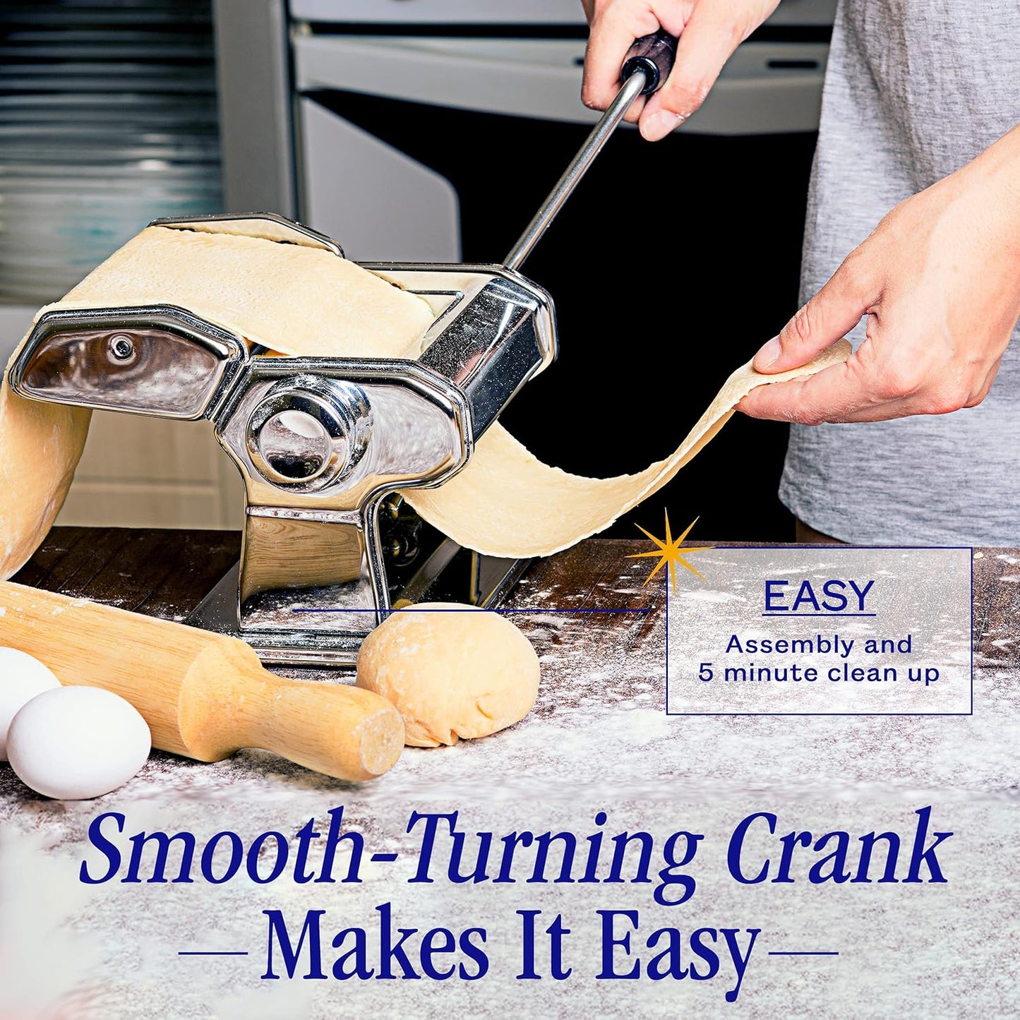 Nuvantee Nudelmaschine, manuelle Handpresse, einstellbare Dickeneinstellungen, Nudelmaschine mit abwaschbaren Walzen und Schneider aus Aluminiumlegierung, perfekt für Spaghetti, Fettuccine, Lasagne