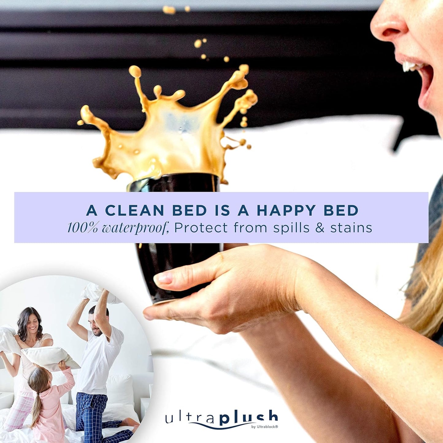 UltraBlock Waterproof Pillow Protector Set - 2 Zippered Covers, Super Soft & Feather Proof (King)