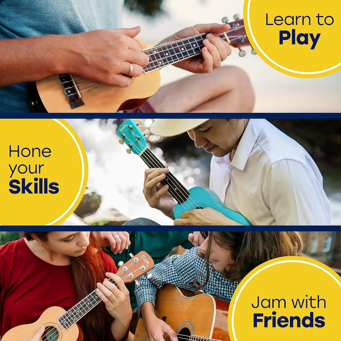 Hola! Musik-Ukulelen für Erwachsene, Kinder und Anfänger – 21 Zoll Sopran-Ukulele aus Ahorn mit Tasche und mehr – Natur