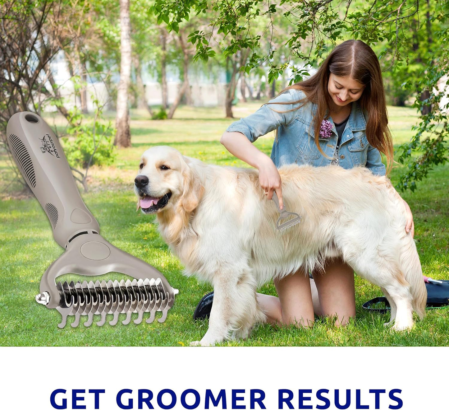 Pat your Pet Deshedding Dog Brush – Double-Sided Grooming Rake for Dogs & Cats, Dematting & Shedding Tool