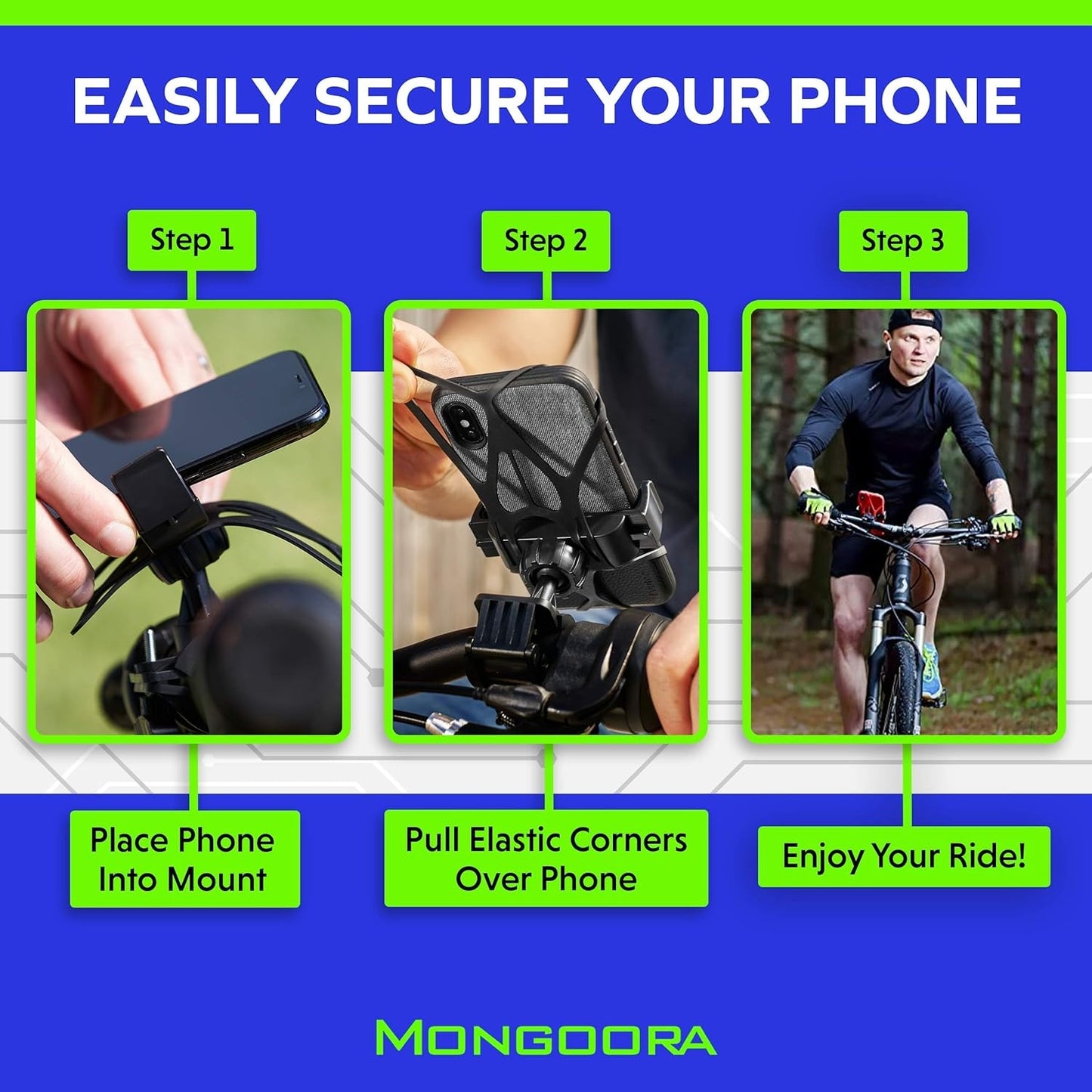 Bike & Motorcycle Phone Mount – GPS Holder for iPhone & Android, Fits Bicycle Handlebar, Easy Installation