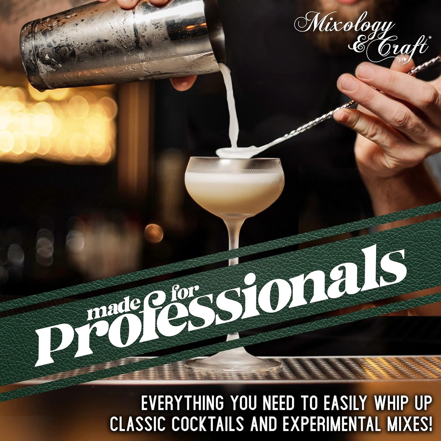 10-Piece Bartender Kit with Bamboo Stand – Complete Bar Tool Set for Perfect Drink Mixing Sliver