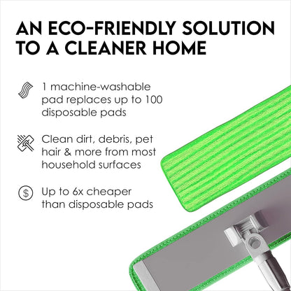 Mop Pads 4-Pack, 18" Reusable Washable, Velcro Attachment - Fits Bona, Rubbermaid & More