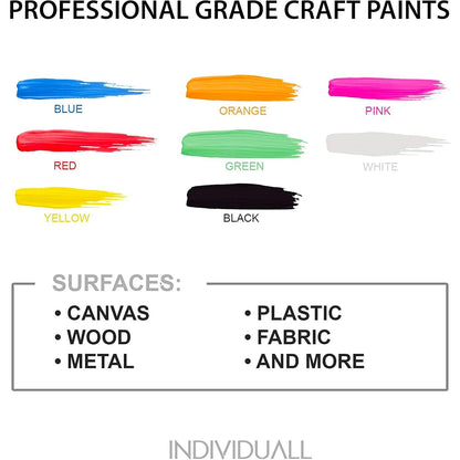 Acrylic Paint Set 8 Colors for Canvas, Rock, Paper & DIY Projects