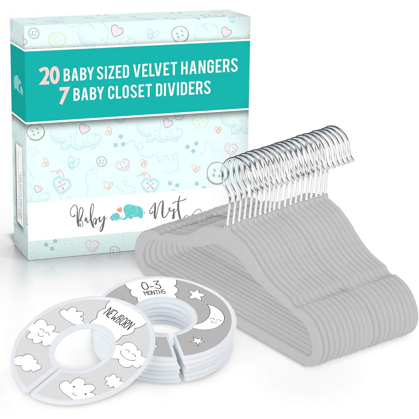 Baby Velvet Baby Hangers with Closet Dividers – Non-Slip Nursery Organizer for Infants