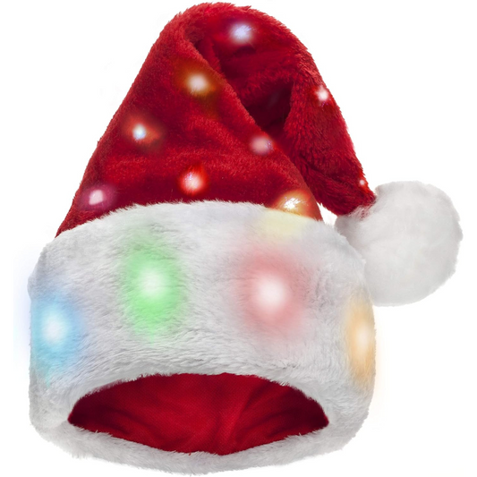 Adults and Kids Novelty Santa Hat with Color-Changing LED