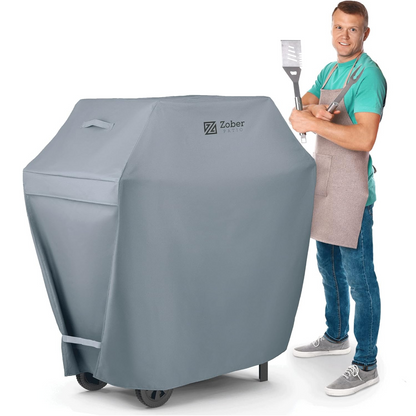 Zober BBQ Grill Cover - 64" Waterproof, Fits Weber & Charbroil (Gray)