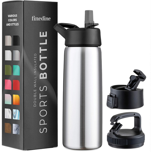Triple Insulated Stainless Steel Water Bottle - 750ML with Straw & Flip Top Lid, Hot & Cold