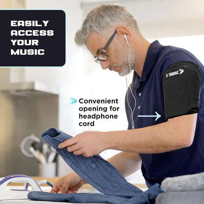 Mobile Phone Sports Armband, Integrated Headphone Holes, Reflective Design, Fits All Phones - Medium, Blue