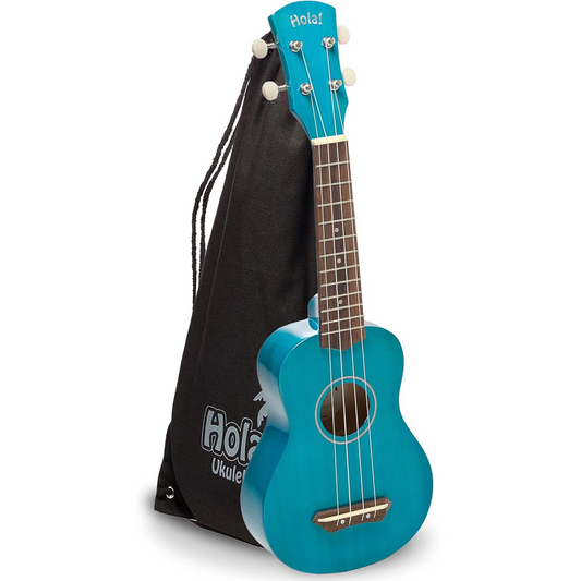 Hola! Music Ukulele for Adults & Kids - 53cm HM-21BU Soprano Ukulele for Kids with Carry Case, Strap and Picks - Blue/Pink