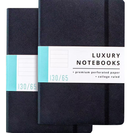 Papercode Lined Journal – Luxury Soft Cover Notebook, 130 Pages, Black