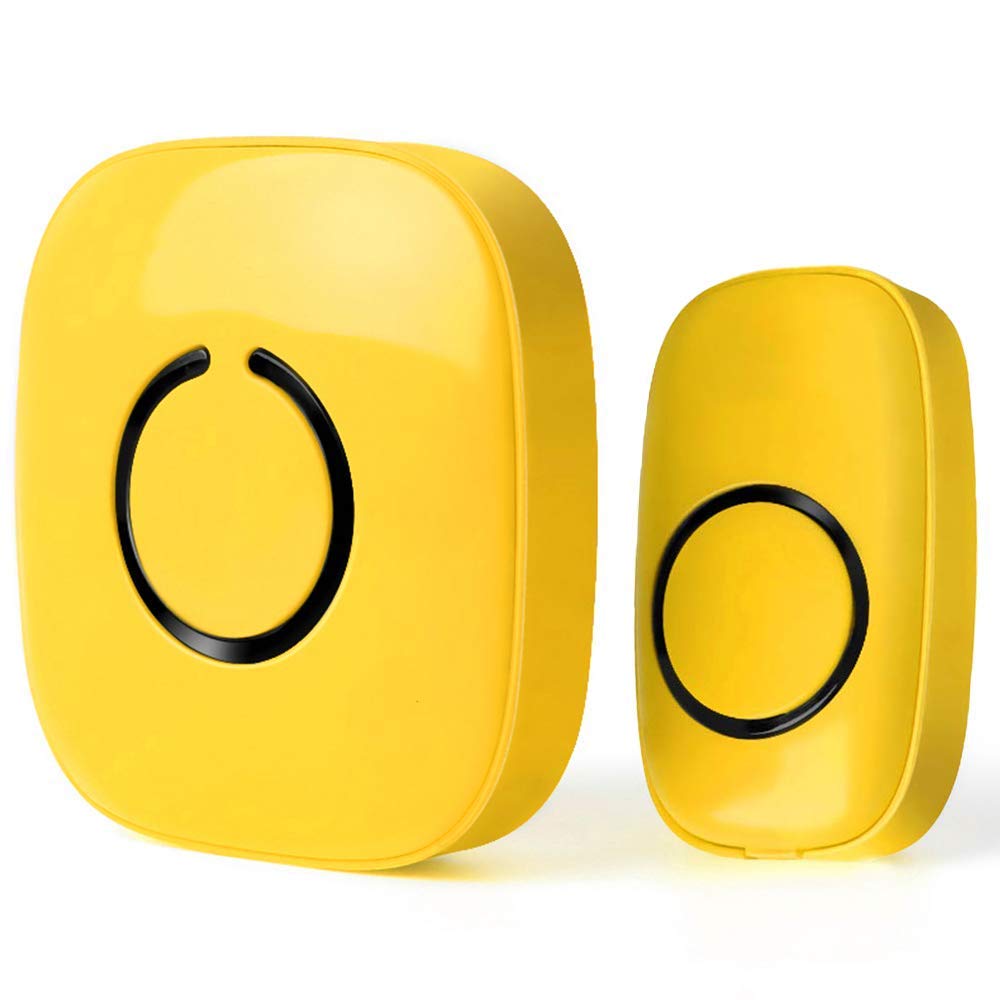 SadoTech Wireless Doorbell - 1 Ringer & 1 Receiver, LED Flash, Battery Operated, Yellow