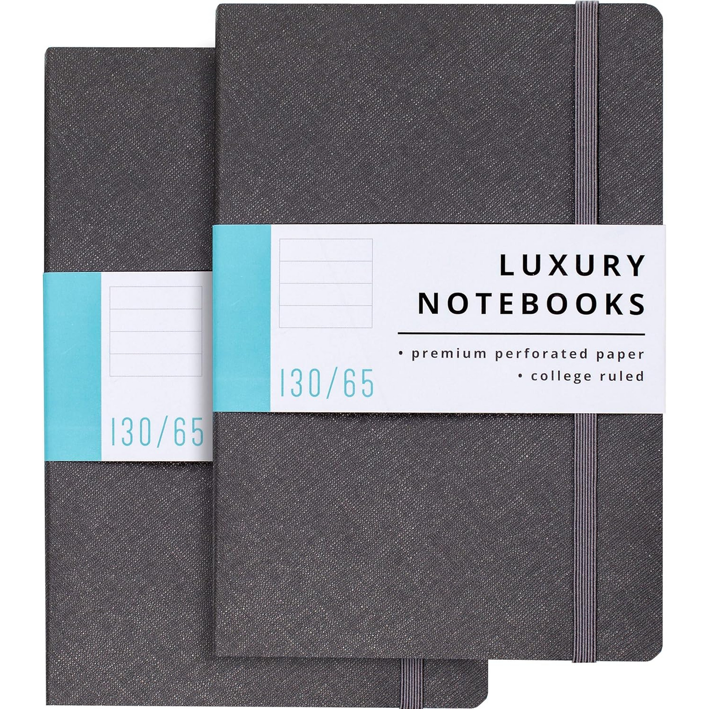 Papercode Lined Journal (2-Pack) – Luxury Soft Cover Notebooks, 130 Pages Each, Gray
