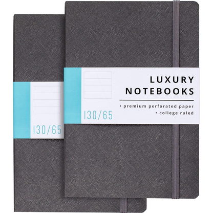 Papercode Lined Journal (2-Pack) – Luxury Soft Cover Notebooks, 130 Pages Each, Gray