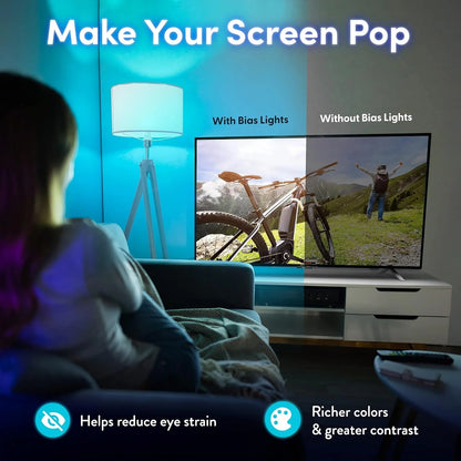 USB Bias Lighting LED Strip – 6.6ft Backlight for 24"-60" TV & Monitor, with Dimmer & Remote