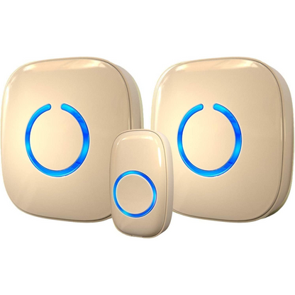 SadoTech Wireless Doorbell - 1 Ringer & 2 Receivers, LED Flash, Battery Operated, Beige