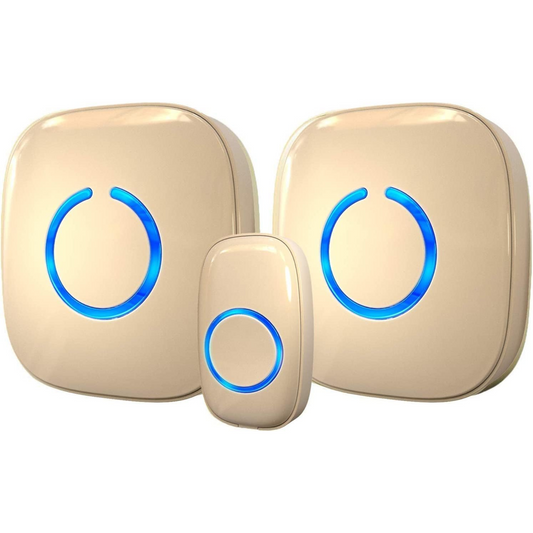 SadoTech Wireless Doorbell - 1 Ringer & 2 Receivers, LED Flash, Battery Operated, Beige