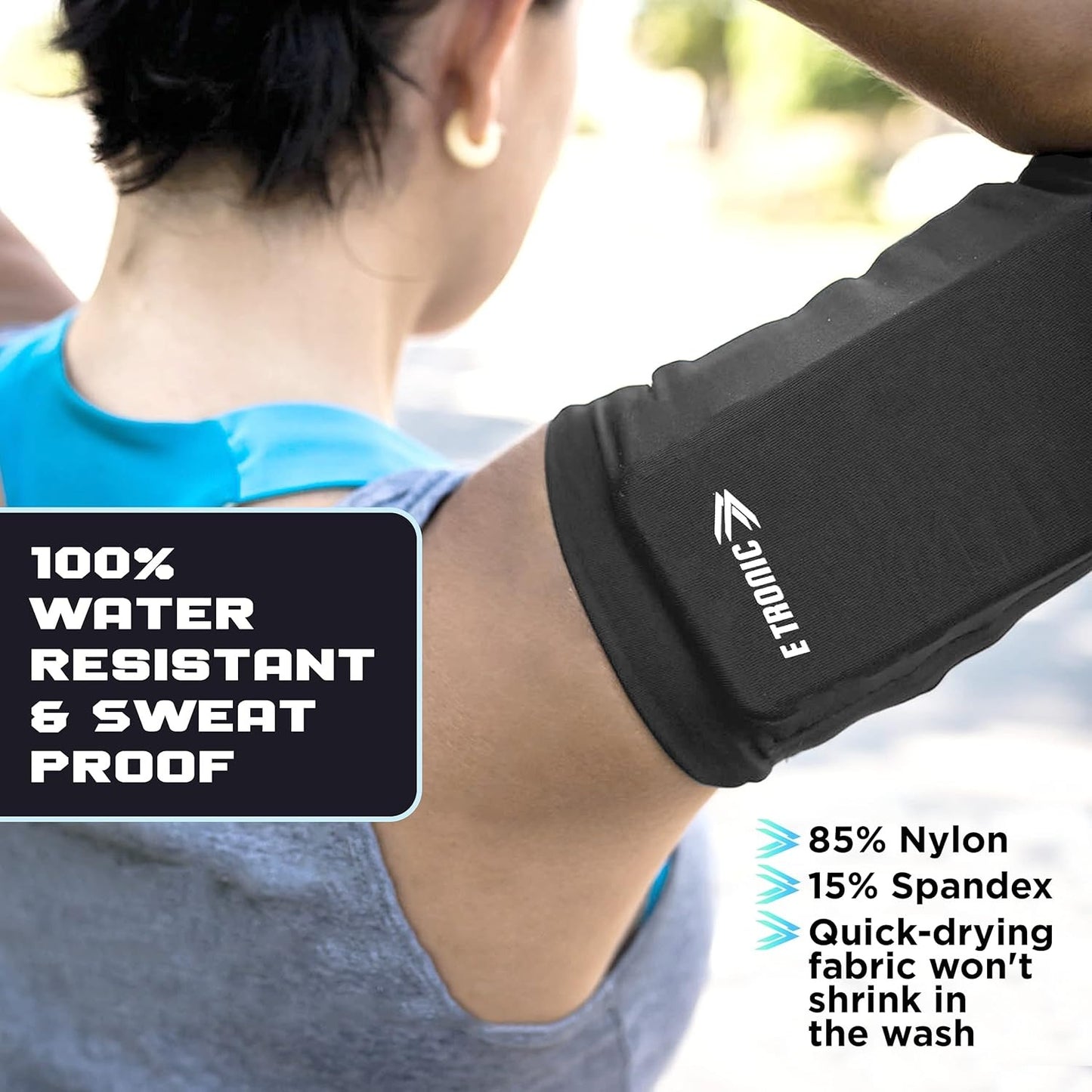 Mobile Phone Sports Armband, Integrated Headphone Holes, Reflective Design, Fits All Phones - Medium, Blue