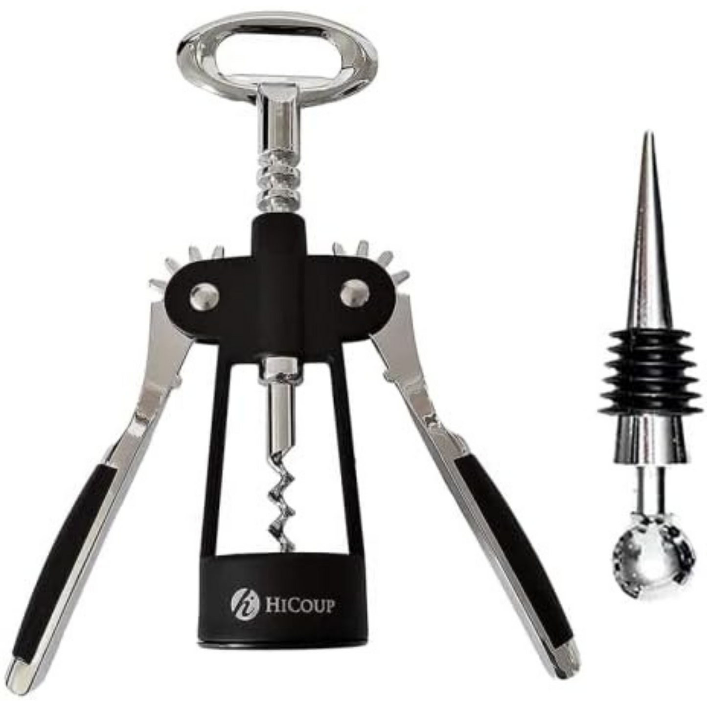 HiCoup Wine Opener – Wing Corkscrew with Winged Grip & Stopper, Easy to Use