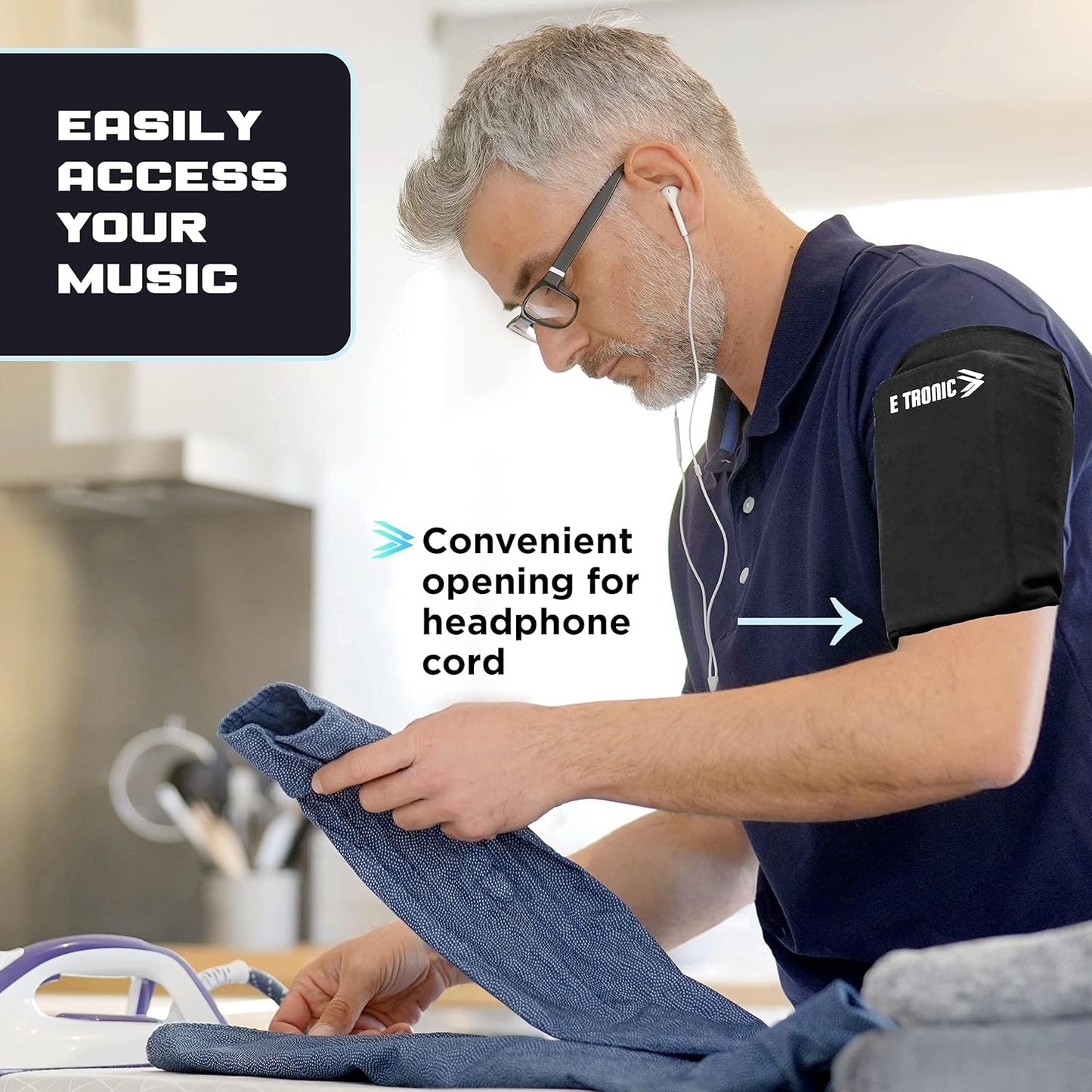 Phone Holder for Running – Reflective Armband for iPhone & Android, Black, Small