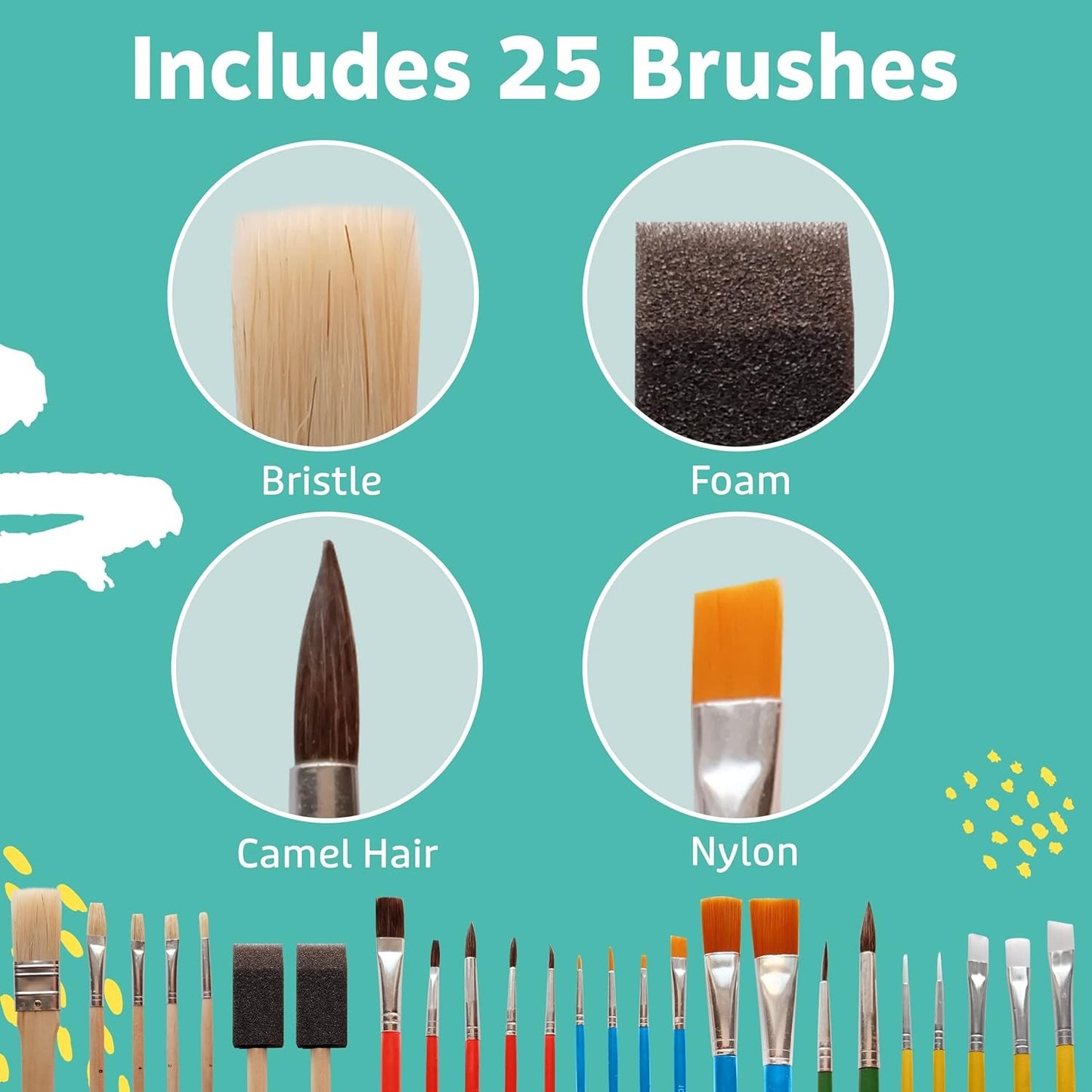 Artlicious Paint Brushes - Acrylic & Detail Brushes for Kids Rock & Miniature Painting 10/15 Pack