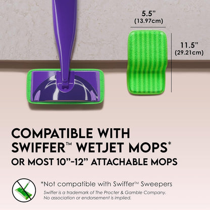 Reusable Floor Mop Pads - Swiffer Wet Jet Compatible, 2 Pack, 12-inch, Machine Washable, Eco-Friendly