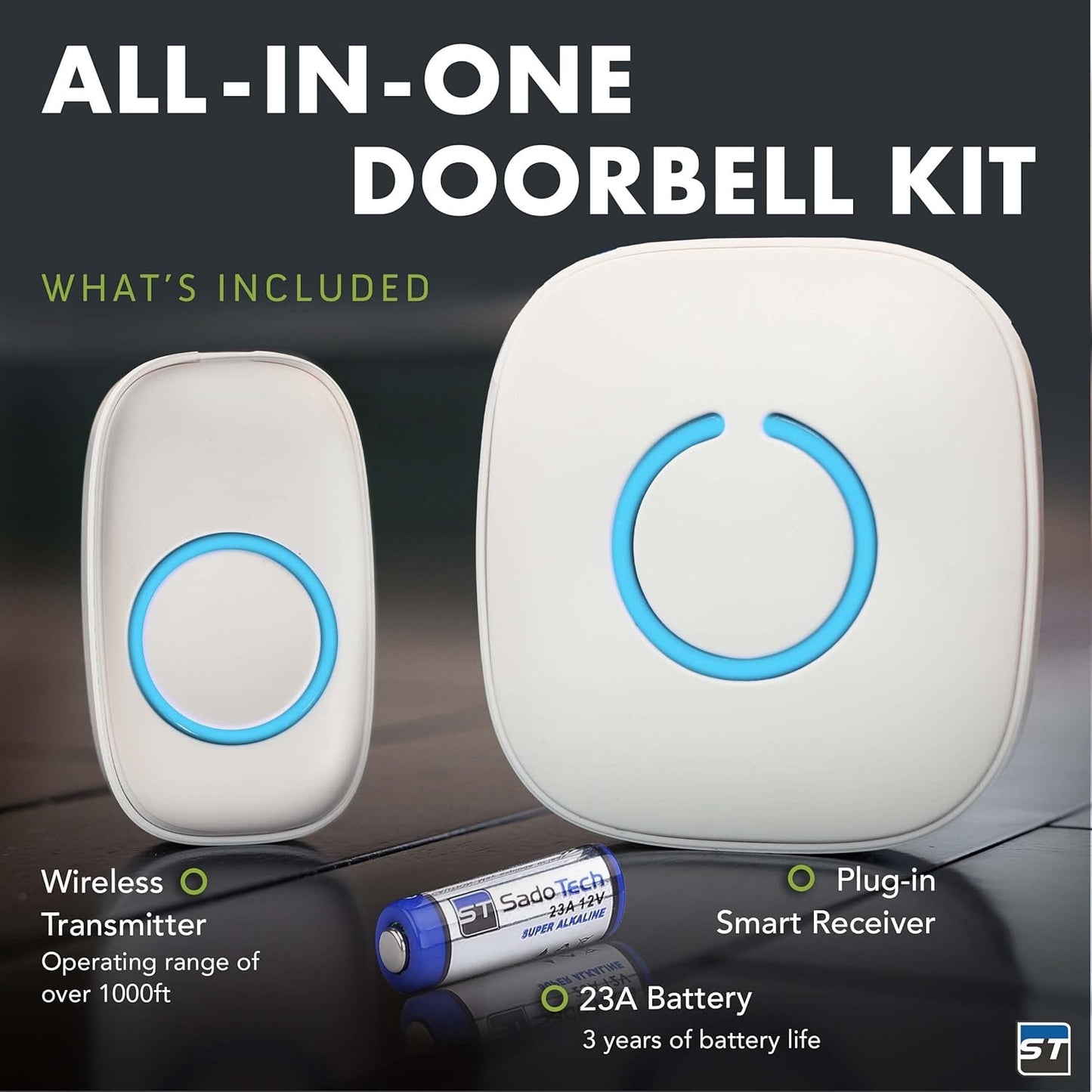 Wireless Doorbells - 1 Ringer & 1 Receiver, Battery Operated, LED Flash, Easy to Use, Pink/Red