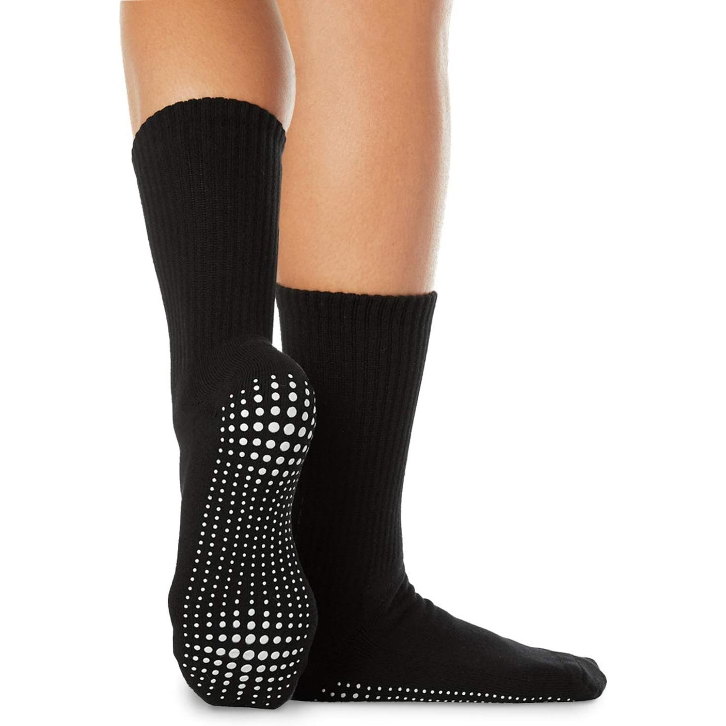 Grip Socks – 5 Pairs for Yoga Pilates Barre Ballet Non-Slip Crew, Tuxedo Black/White, M/L/XL