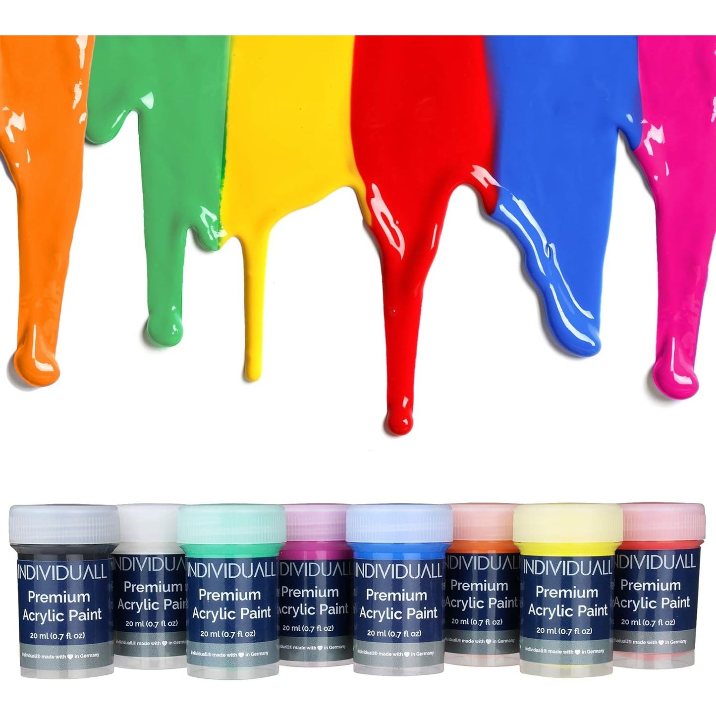 Acrylic Paint Set 8 Colors for Canvas, Rock, Paper & DIY Projects