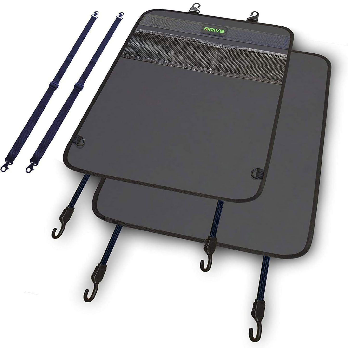 DRIVE AUTO PRODUCTS - 2er-Pack Autositz-Rückenlehnenschoner, wendbare Trittmatten - Grau 