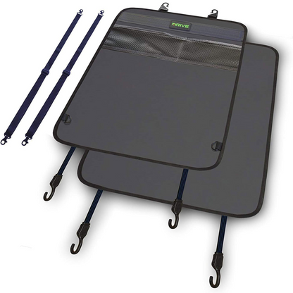 DRIVE AUTO PRODUCTS - 2er-Pack Autositz-Rückenlehnenschoner, wendbare Trittmatten - Grau 