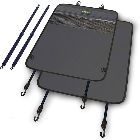 Drive Auto 2-Pack Car Seat Back Protectors – Reversible Kick Mats, Gray