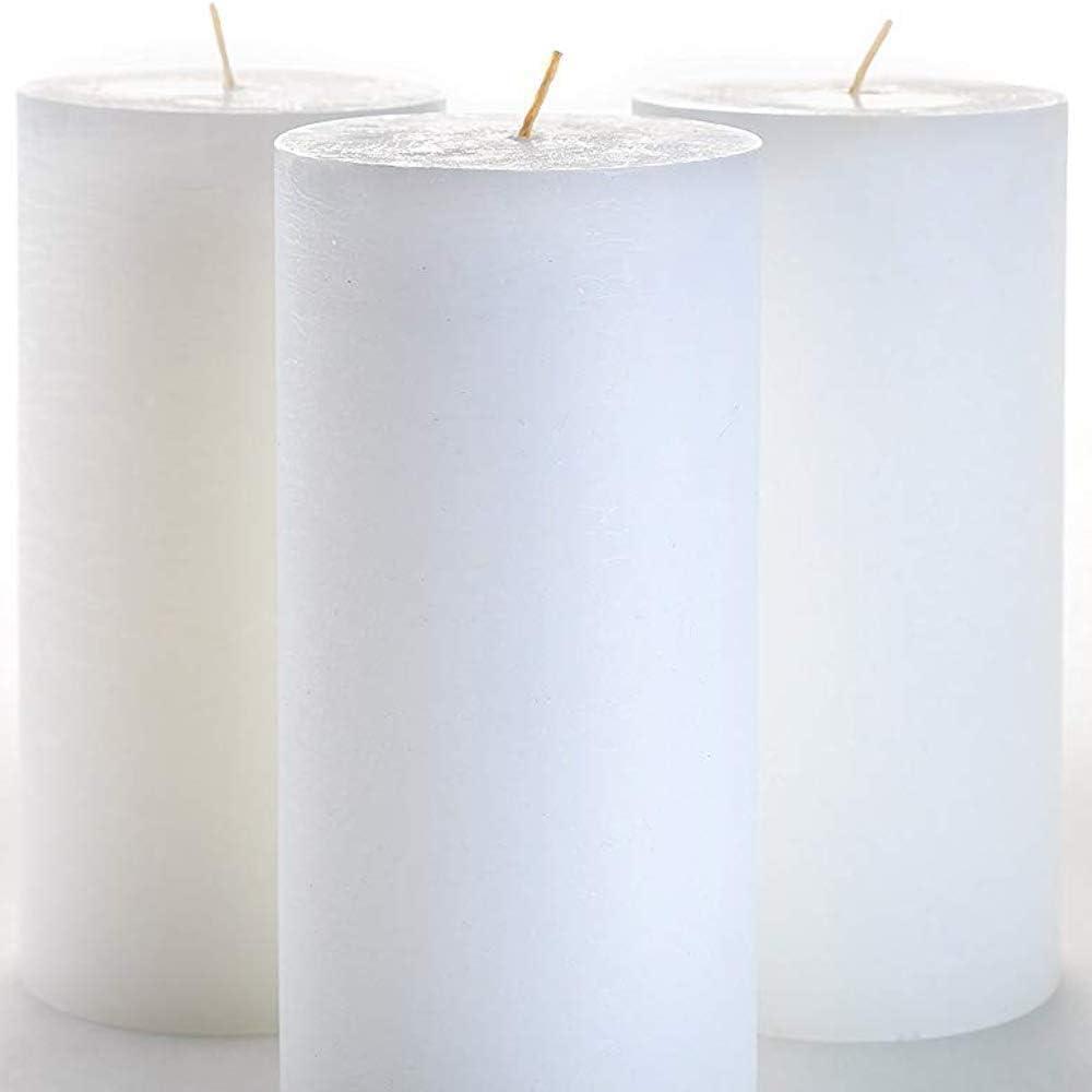 Melt Candle Pillar Candles, 3-Pack, Unscented for Home, Church, Weddings, 3" x 6", White
