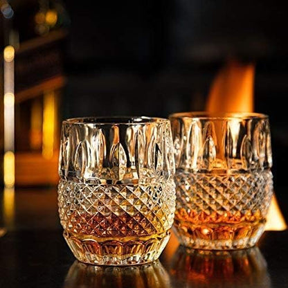 Unique Whiskey Glasses Set - 2 Crystal Rocks Tumblers, 10oz for Bourbon, Scotch, Liquor