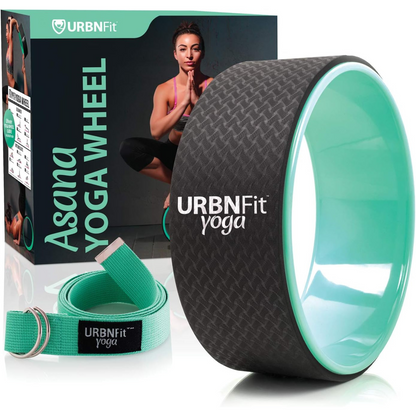 URBNFit Yoga Wheel - 12-Inch Roller for Stretching & Flexibility, Back Aches & Tension Relief, Soft Foam Padding & Yoga Strap