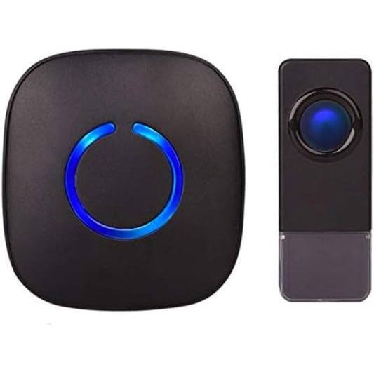 Wireless Doorbell - Battery Operated, 1000 Feet Range, Waterproof with LED Flash, 1 Push Button & 1 Receiver, Black