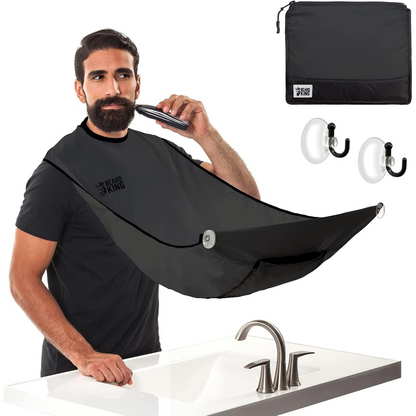 BEARD KING Beard Bib – Anti-Static Shaving Apron for Men, Secure Facial Hair Catcher Black