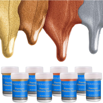 Metallic Acrylic Paint Set - 8-Pack (20mL) for Canvas, Wood & Walls